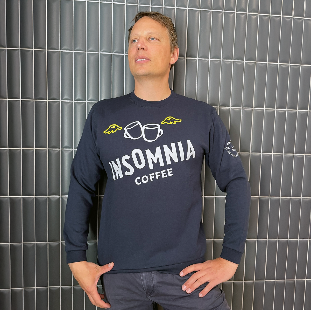 Insomnia Coffee Crewneck Sweater - Navy