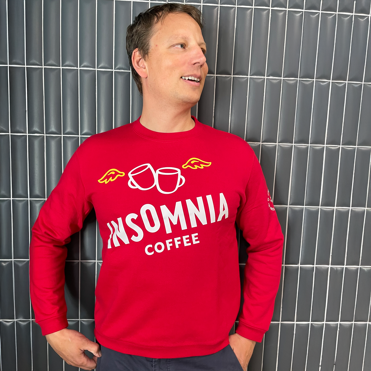 Insomnia Coffee Crewneck Sweater - Red