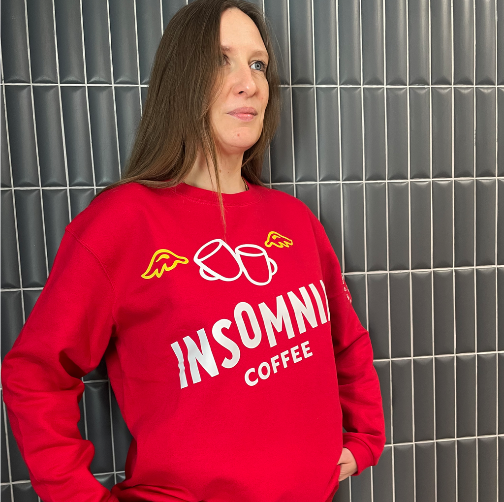 Insomnia Coffee Crewneck Sweater - Red